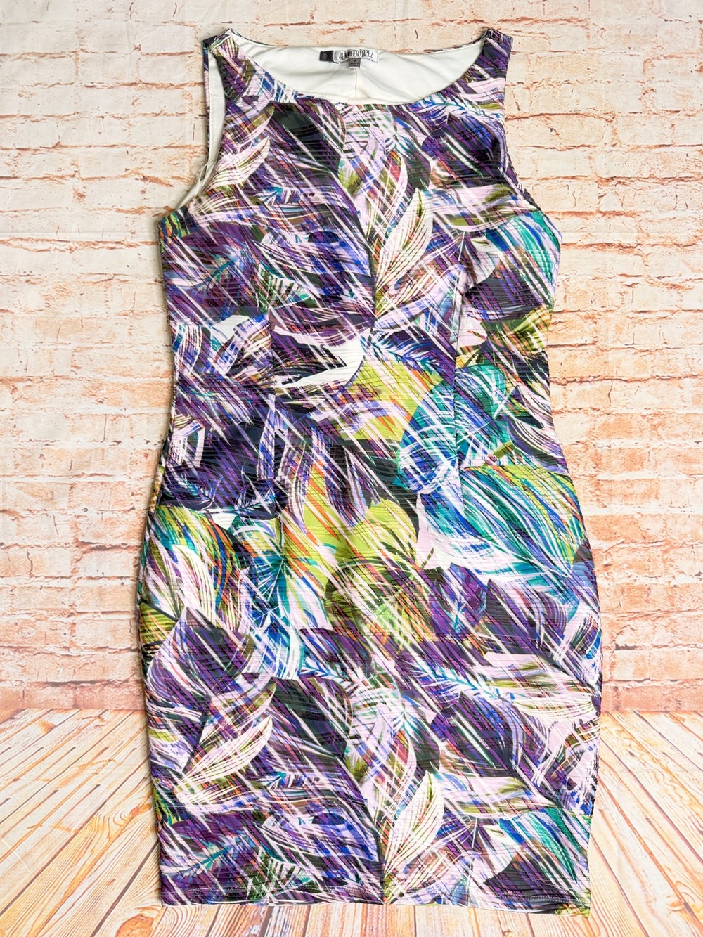 Jennifer Lopez | Tropical Palm Print Boatneck Sheath Dress